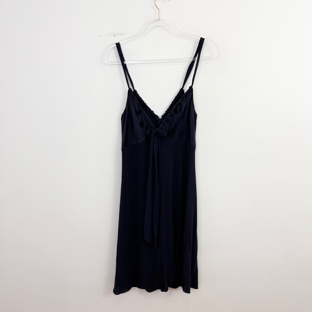 Vintage Vera Wang Navy Silk Blend Tie Front Slip Dress S